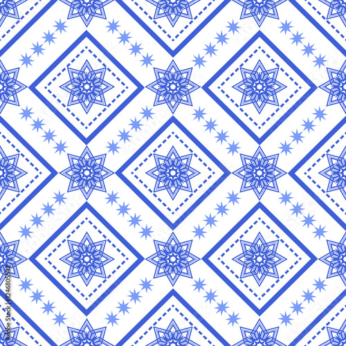 Classic Blue & White: This seamless vector pattern captures the essence of traditional Thai design in a clean, modern way. Perfect for adding an elegant touch to any project.