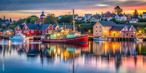 Long Exposure Photography: Lunenburg, Nova Scotia Waterfront at Dusk photo