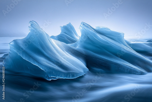 Wallpaper Mural Majestic icebergs rise from a vast frozen landscape under a serene sky Torontodigital.ca