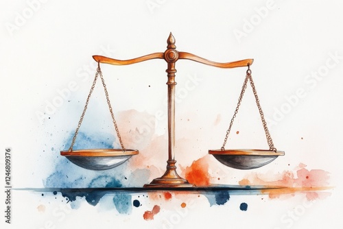 A delicate watercolor illustration of a balance scale weighing supply and demand