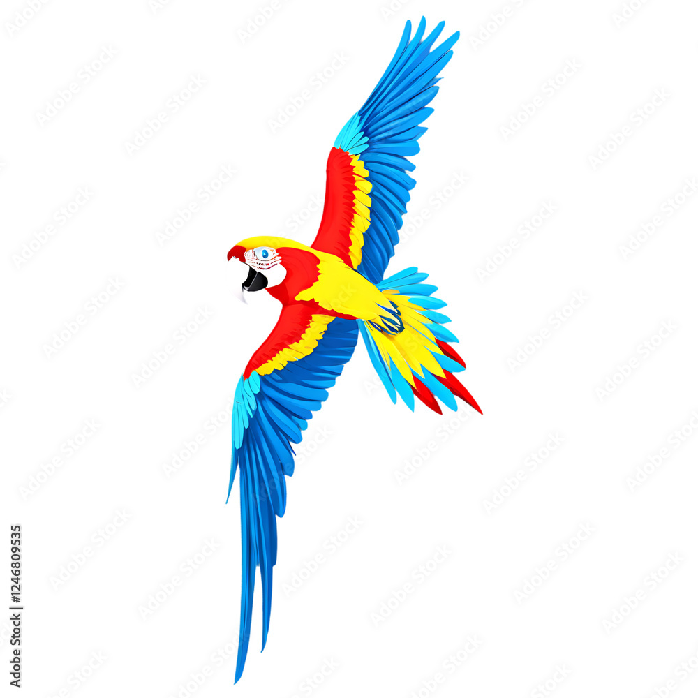 Obraz premium Vibrant Macaw Parrot with Colorful Plumage, Isolated on White Background
