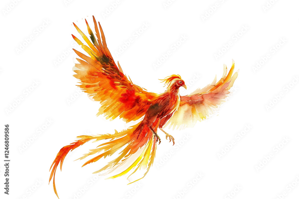 Fototapeta premium Elegant glowing phoenix bird showcasing ethereal beauty and strength isolated on transparent background