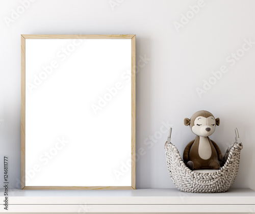 Boho baby room mockup frame, 3D render	
