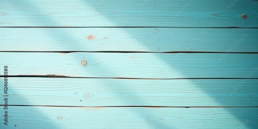 Obraz premium Light Blue Wooden Planks Background Texture with Shadow Overlay