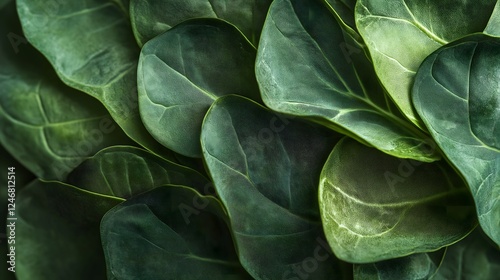 Lush Green Fiddle Leaf Fig Leaves in a Dramatic Close-Up photo