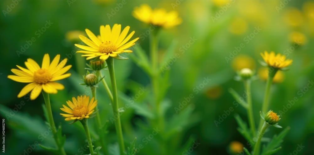 Vertical shot of Euryops pectinatus plant foliage and stems, botany, plant growth, foliage Vertical shot of Euryops pectinatus plant foliage and stems, botany, plant growth, foliage