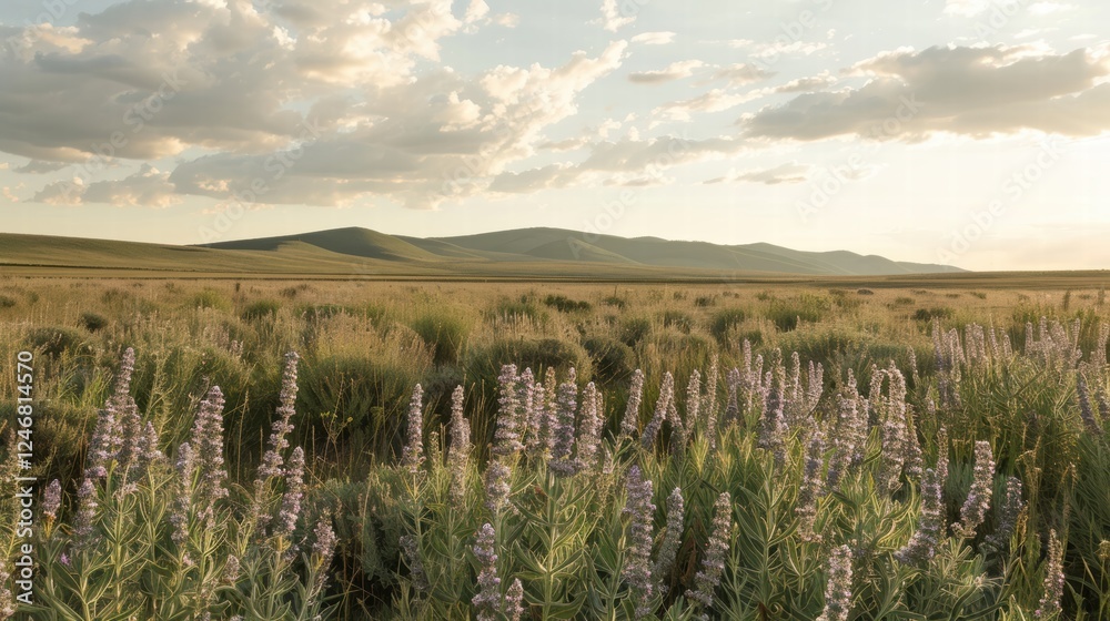 Naklejka premium Sage plant growing in a garden, widely used for its medicinal benefits.