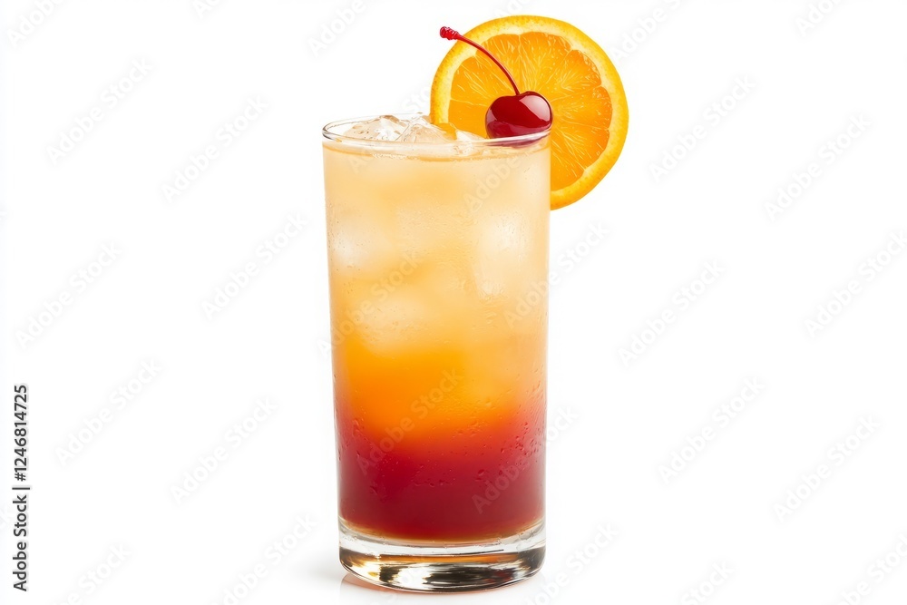 Fresh Tequila Sunrise Cocktail in a Tall Glass with Garnish Fresh Tequila Sunrise Cocktail in a Tall Glass with Garnish