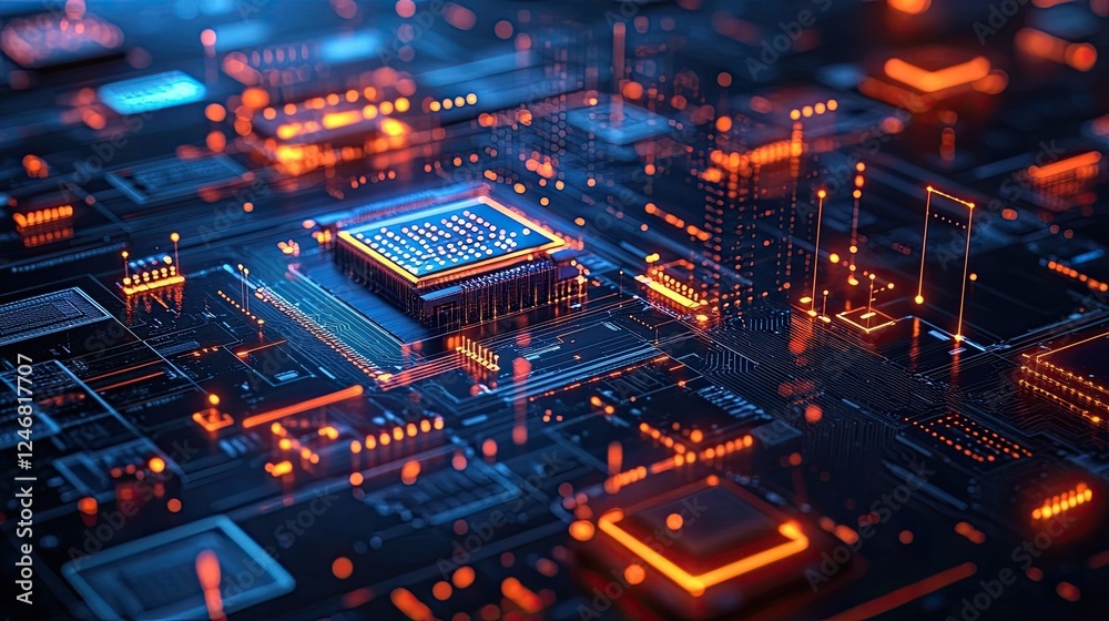 Vector Futuristic Technology Background, Featuring Electronic Microchips and Digital Innovation Concepts for Business Development, Smart Solutions, and Industry 4.0. Vector Futuristic Technology Background, Featuring Electronic Microchips and Digital Innovation Concepts for Business Development, Smart Solutions, and Industry 4.0.