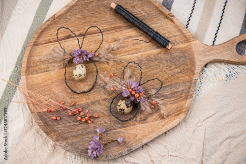 Wallpaper Mural Dekoration für Ostern basteln, Hase aus Draht, Osterhase, Wachteleier Torontodigital.ca