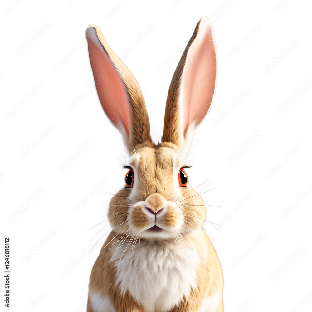 Rabbit in Natural Pose, Isolated on White Background Rabbit in Natural Pose, Isolated on White Background