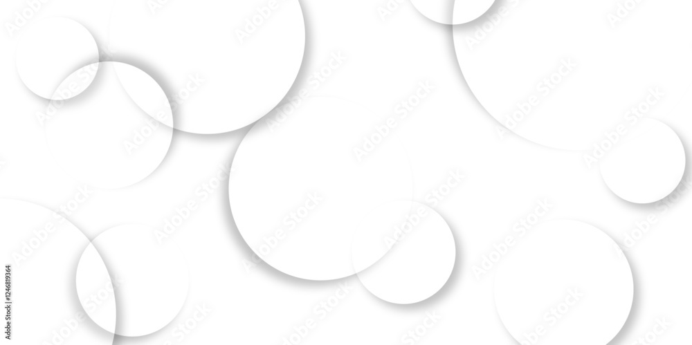 Abstract background with circle white abstract geometric background with soft light white paper circles in design .Gray abstract. Modern design background for report and project presentation template.