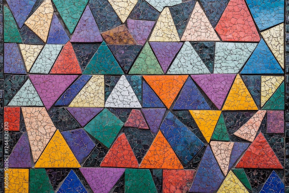 Colorful mosaic pattern featuring diverse geometric shapes in a vibrant design Colorful mosaic pattern featuring diverse geometric shapes in a vibrant design