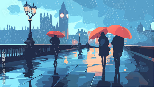 The Drizzle of London- Umbrellas Against the Rain