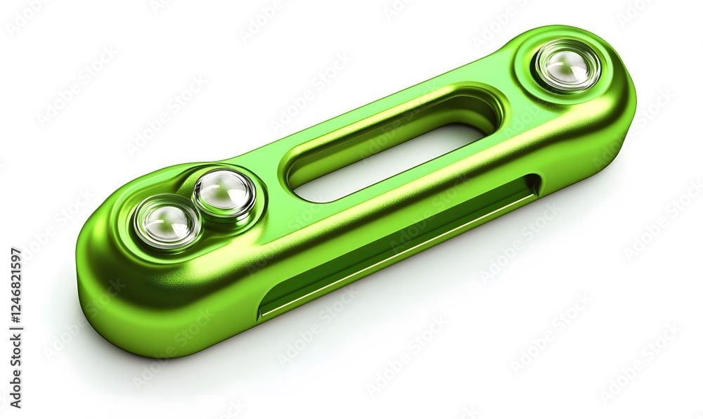Green metal clamp, isolated on white, industrial design, for product catalog Green metal clamp, isolated on white, industrial design, for product catalog