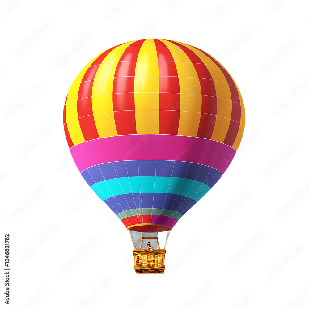 Obraz premium Colorful Hot Air Balloon in Flight – Isolated on White Background