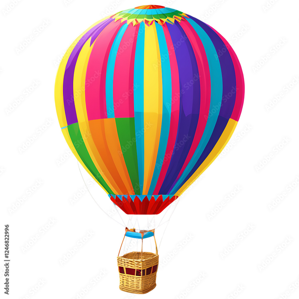 Fototapeta premium Colorful Hot Air Balloon in Flight – Isolated on White Background