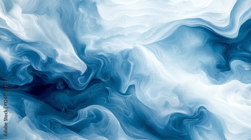 Obraz premium Abstract Fluid Art in Soft Blue and White Tones