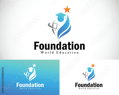 foundation logo creative world education business design concept