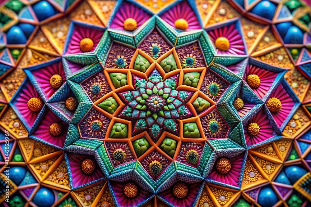 Fototapeta premium Macro Abstract Geometric Patterns: Colorful Close-up Textures