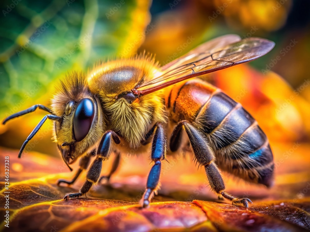 Macro Close-up of Honey Bee, Detailed Insect Anatomy, Pollinator, Nature Photography Macro Close-up of Honey Bee, Detailed Insect Anatomy, Pollinator, Nature Photography
