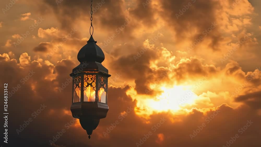 a lantern with a sky background at sunset a lantern with a sky background at sunset