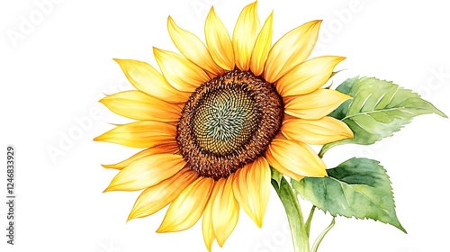 A Watercolor Painting Of A Single Sunflower