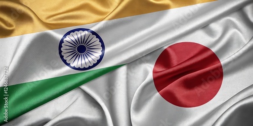 Flags of India and Japan Symbolizing International Friendship and Collaboration