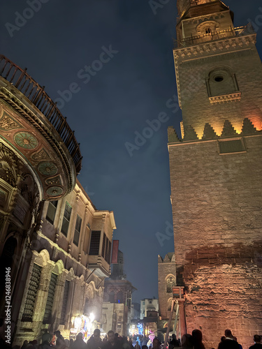 EGYPT , EL MOEZ STREET , mosque at night photo