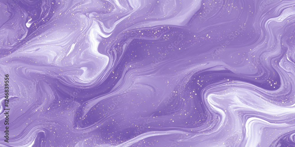 Obraz premium A cosmic lilac abstract background with swirling nebula patterns, speckled with tiny glowing stars, creating a dreamy, outer-space-inspired aesthetic.