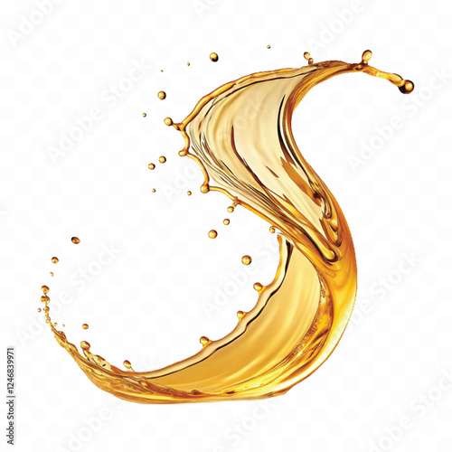 abstract 3d cooking olive pale yellow oil swirl splash in curve style  isolated on white background
