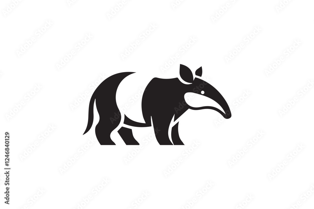 Obraz premium tapir black color vector silhouette illustration isolated in white background