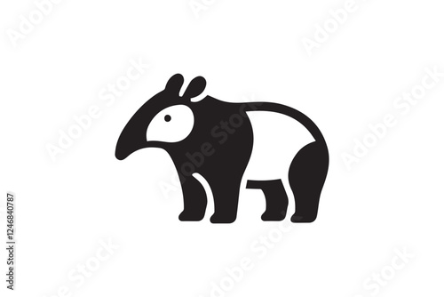 tapir black color vector silhouette illustration isolated in white background