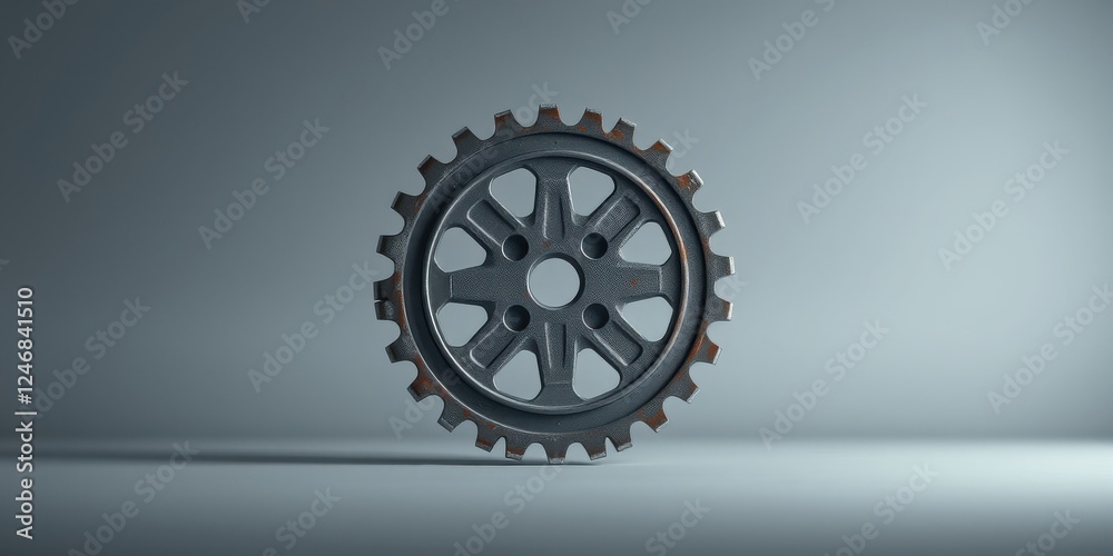 Rustic Metal Gear Isolated on a Neutral Background, Ideal for Industrial Designs and Mechanical Concepts Rustic Metal Gear Isolated on a Neutral Background, Ideal for Industrial Designs and Mechanical Concepts