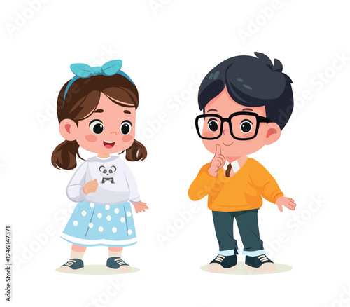 cute boy whisper to friend and ask to keep secret