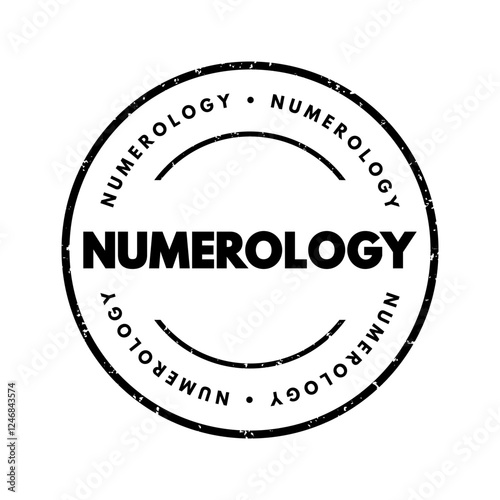Numerology is the pseudoscientific belief in a divine or mystical relationship between a number and one or more coinciding events, text concept stamp