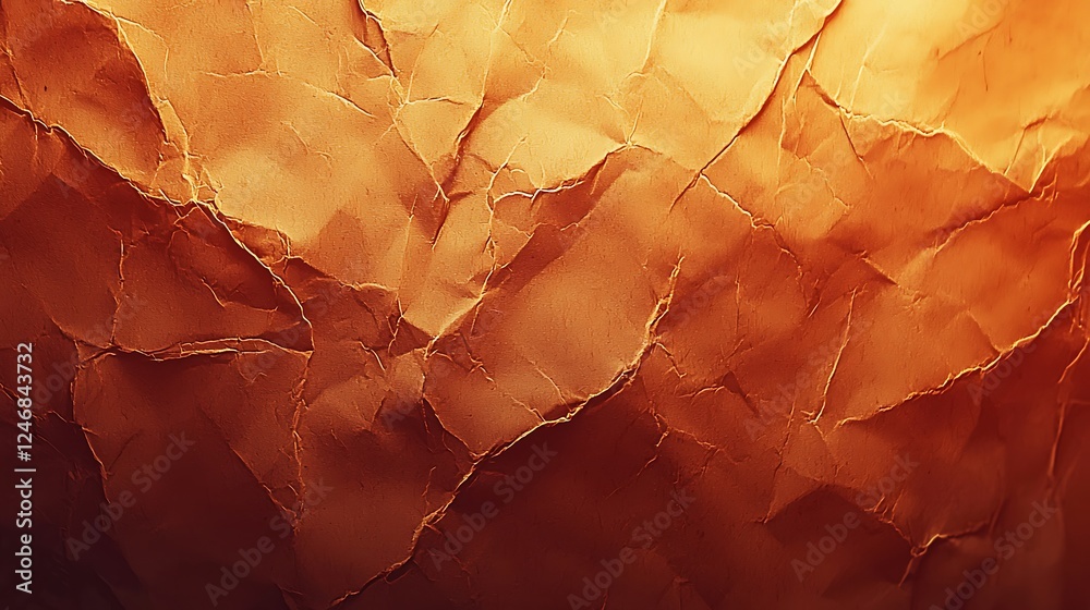 Fototapeta premium Textured abstract background orange crumpled paper digital art graphic design close-up view visual aesthetics