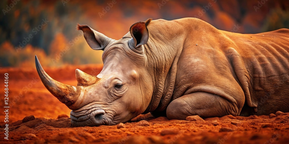 Endangered Southern White rhino, square-lipped and snoozing, captured in stunning wildlife photography on safari. Endangered Southern White rhino, square-lipped and snoozing, captured in stunning wildlife photography on safari.
