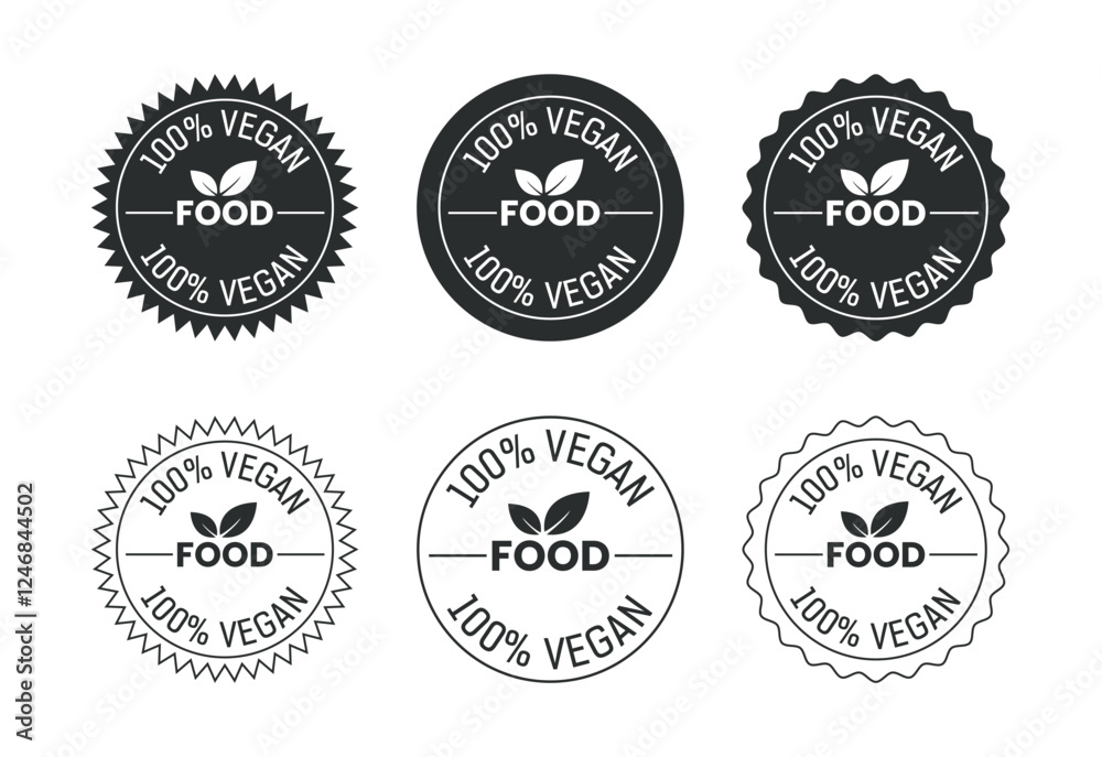 Obraz premium Vegan food icon design illustration. Bio, Ecology, Organic logos and label. Vegan food diet icon