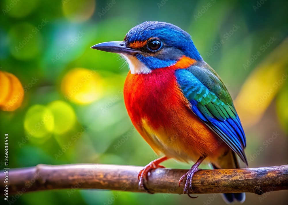 Obraz premium Majestic Bird Perched on Branch - Stunning AI Generated Wildlife Portrait