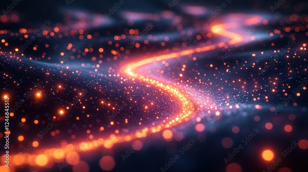 Fototapeta premium Glowing path, cosmic dust, abstract background, digital art, website banner
