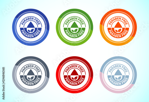 Paraben free icon design illustration, suitable for product label, 6 color button design set