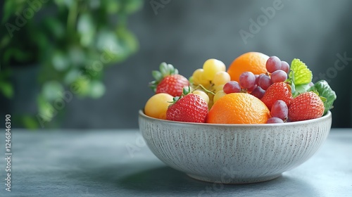 A bowl of fresh fruits including strawberries