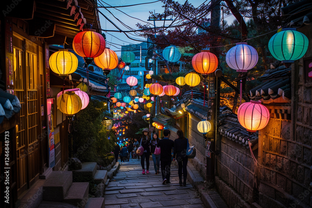 Beautiful holiday composition for happy celebrate chinese festival of lanterns, abstract vivid composition consists of fictional unreal fantastic vision on background