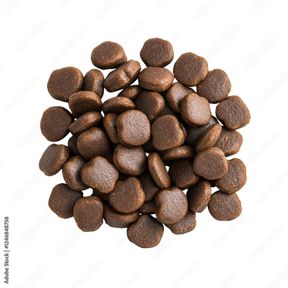 Close-up of a Pile of Brown Dry Pet Food Kibble Close-up of a Pile of Brown Dry Pet Food Kibble