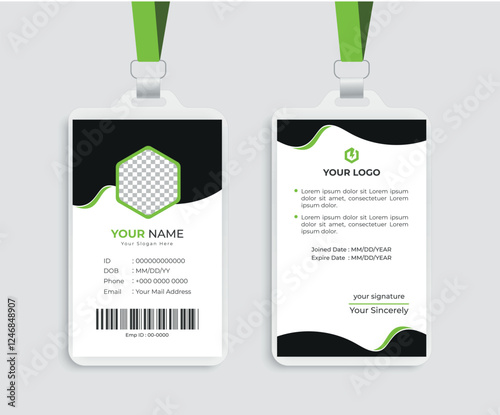 Modern Identity Employee Abstract professional, corporate office Id card design, Simple and Clean ID Card Design Template