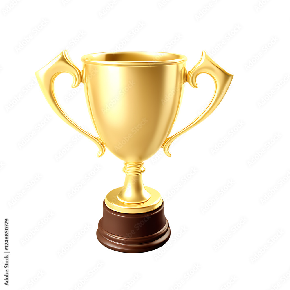 Golden Victory Trophy on White Pedestal – Isolated on White Background Golden Victory Trophy on White Pedestal – Isolated on White Background