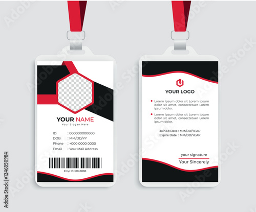 Modern Identity Employee Abstract professional, corporate office Id card design, Simple and Clean ID Card Design Template