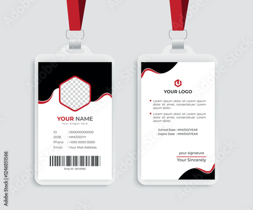 Modern Identity Employee Abstract professional, corporate office Id card design, Simple and Clean ID Card Design Template