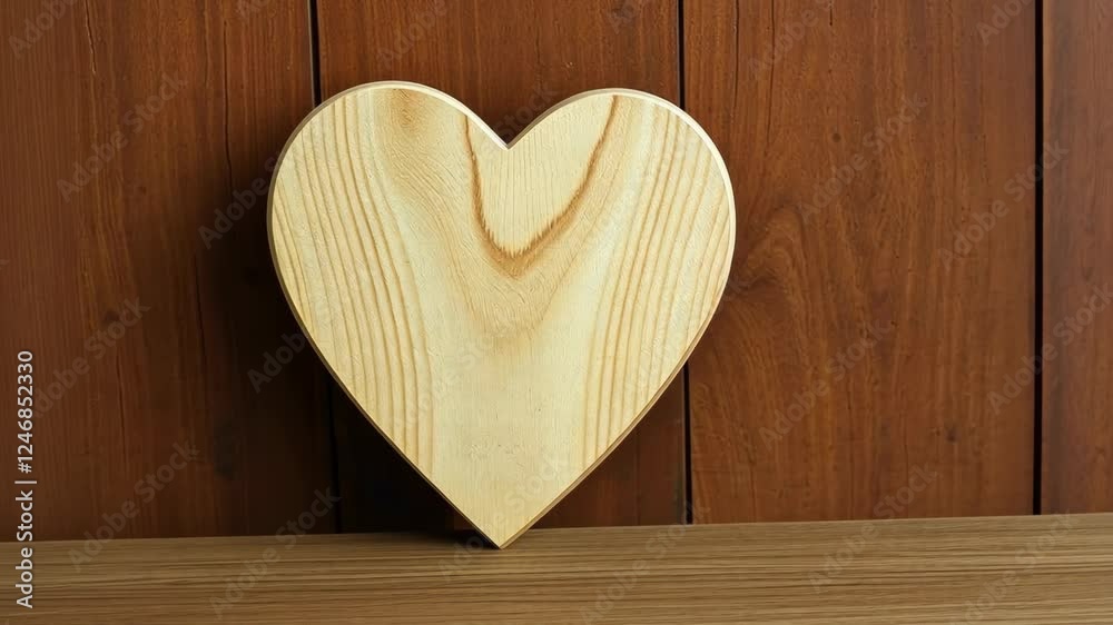 Wooden Heart on Rustic Wood Background Symbolizing Love and Warmth Wooden Heart on Rustic Wood Background Symbolizing Love and Warmth